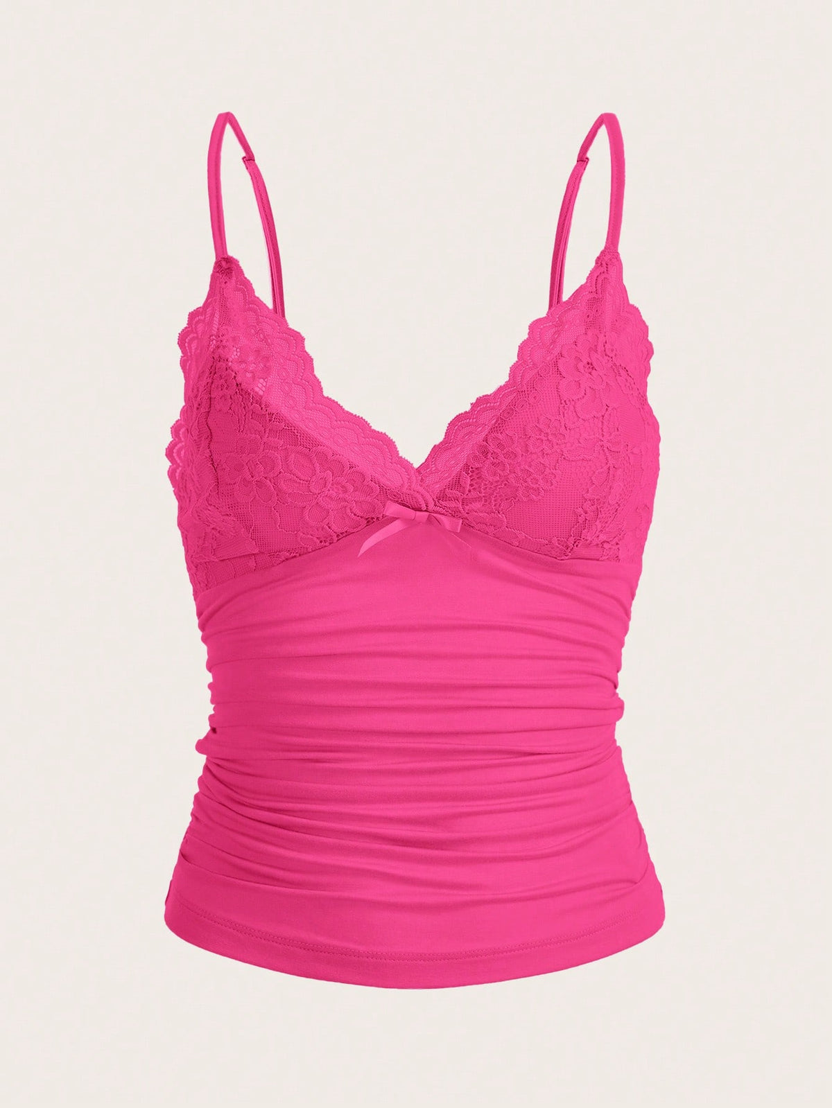 ICON Contrast Lace Ruched Cami Top