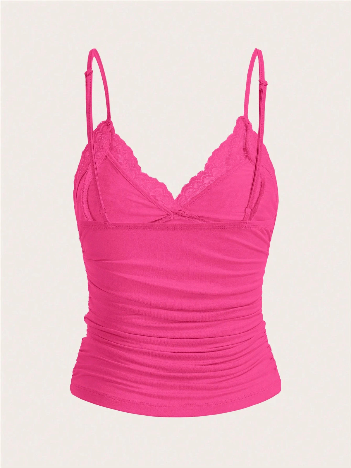 ICON Contrast Lace Ruched Cami Top