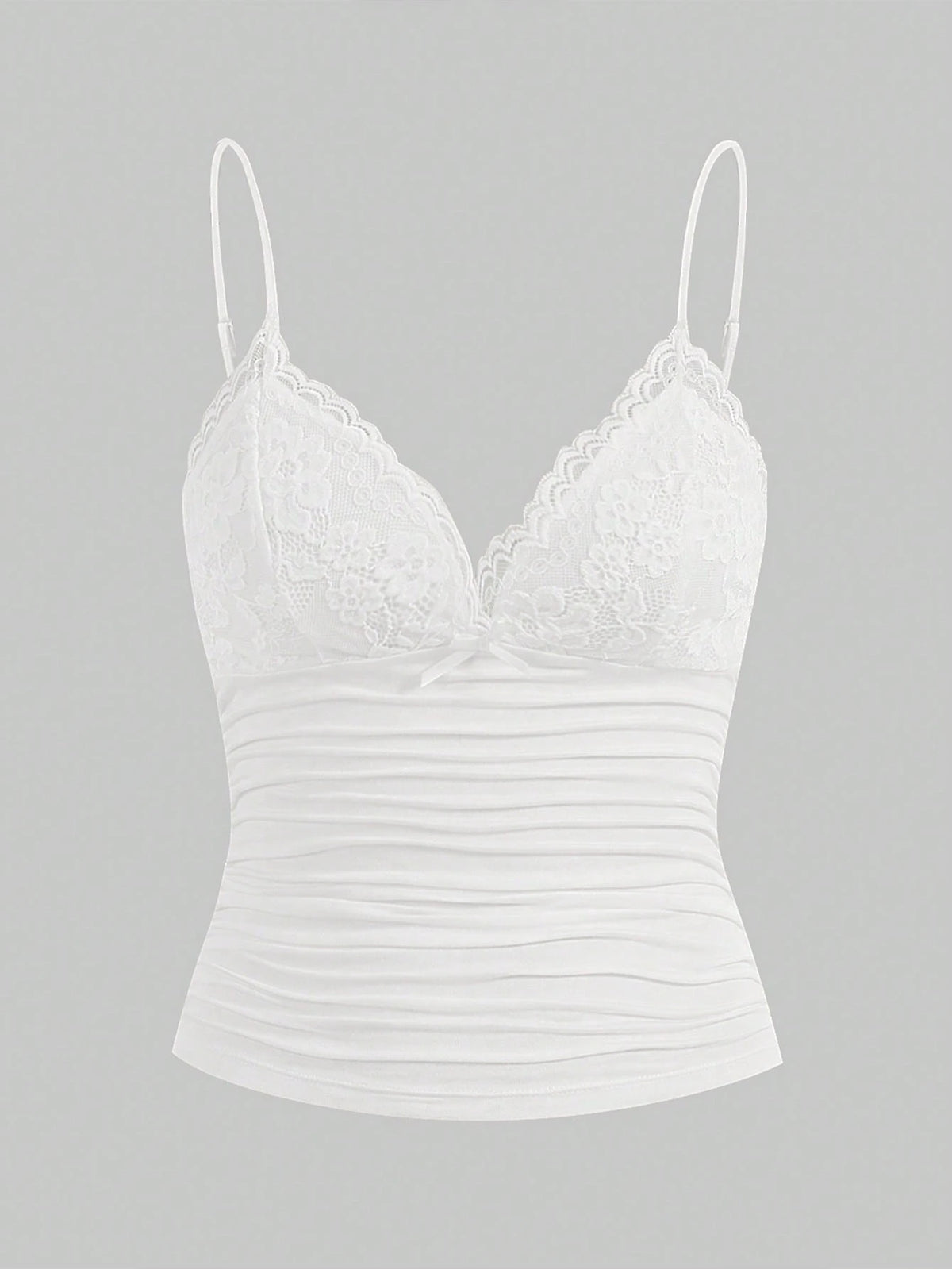 ICON Contrast Lace Ruched Cami Top