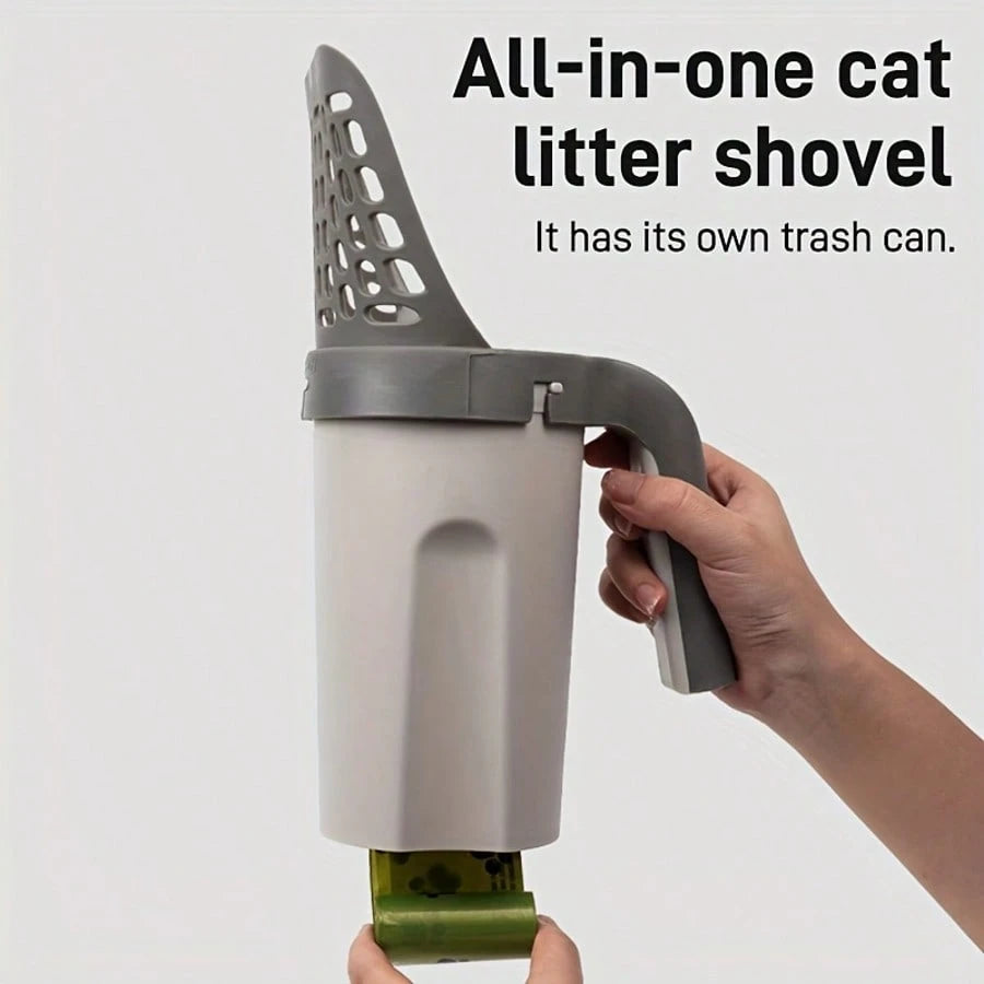 Large-Capacity Cat Litter Box With Integrated Waste Bin, Easy-Clean Design, Durable PP Material- Perfect For Cats, Litter Waste Management| Modern Pet Accessories| Easy-Clean Material