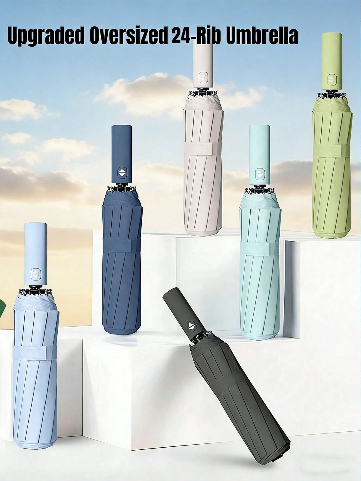 Large Windproof Automatic Umbrella- 125cm Diameter, Waterproof & Windproof Design, 12 Ribs Portable Travel Umbrella, Large Size Umbrella, Large Handheld Umbrella, Gift, Valentine's Day Gift, Back To