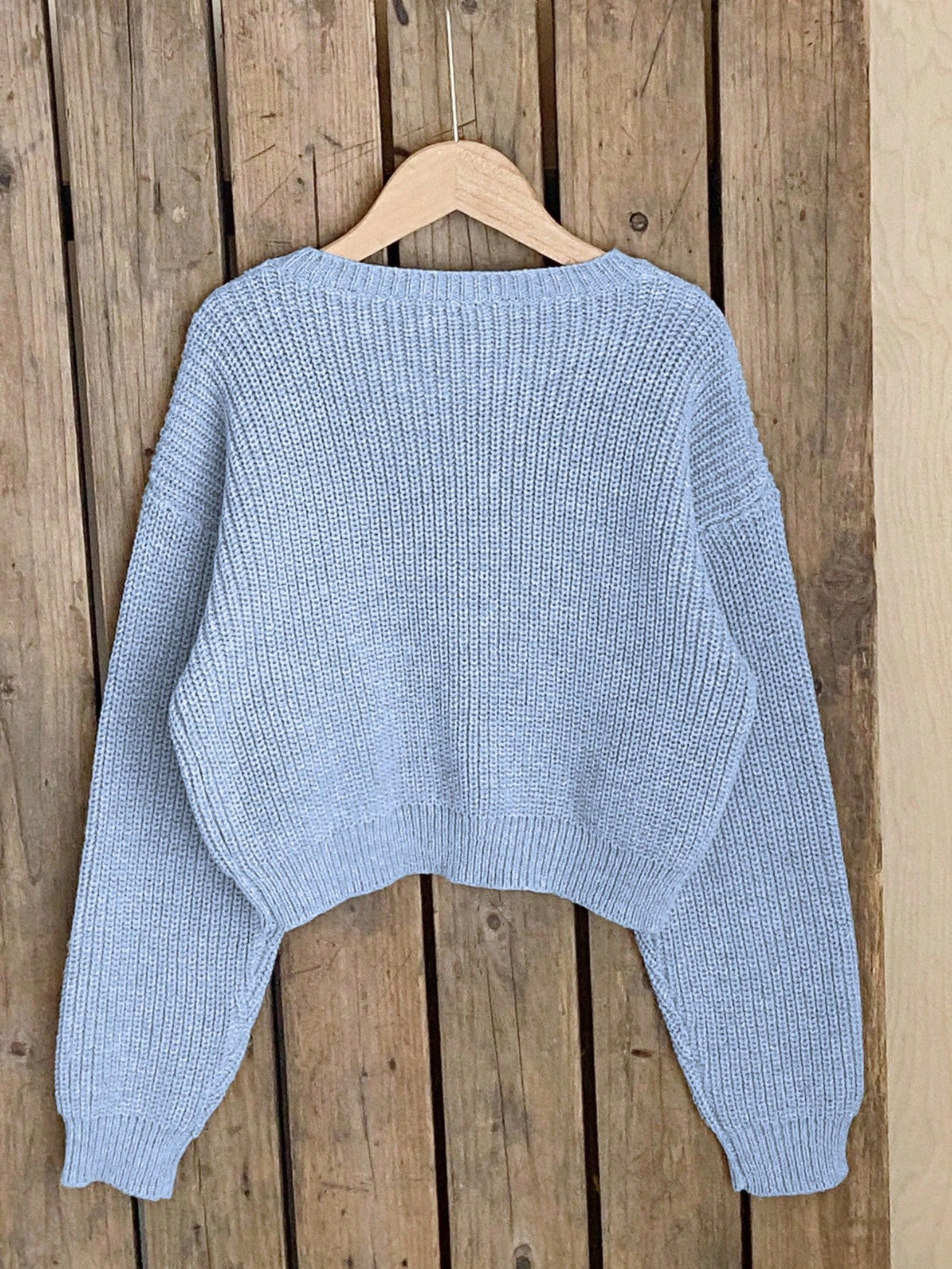 Light Blue And White Cute Bow Knit Pullover Sweater, Autumn Holiday Back-To-School Fashionable Tween Girl Jumper Pastel Fall Winter Tops