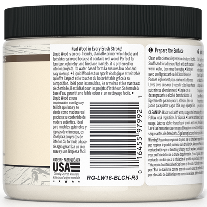 Retique It Liquid Wood 16oz bleached interior paint in a container with a natural wood finish appearance.