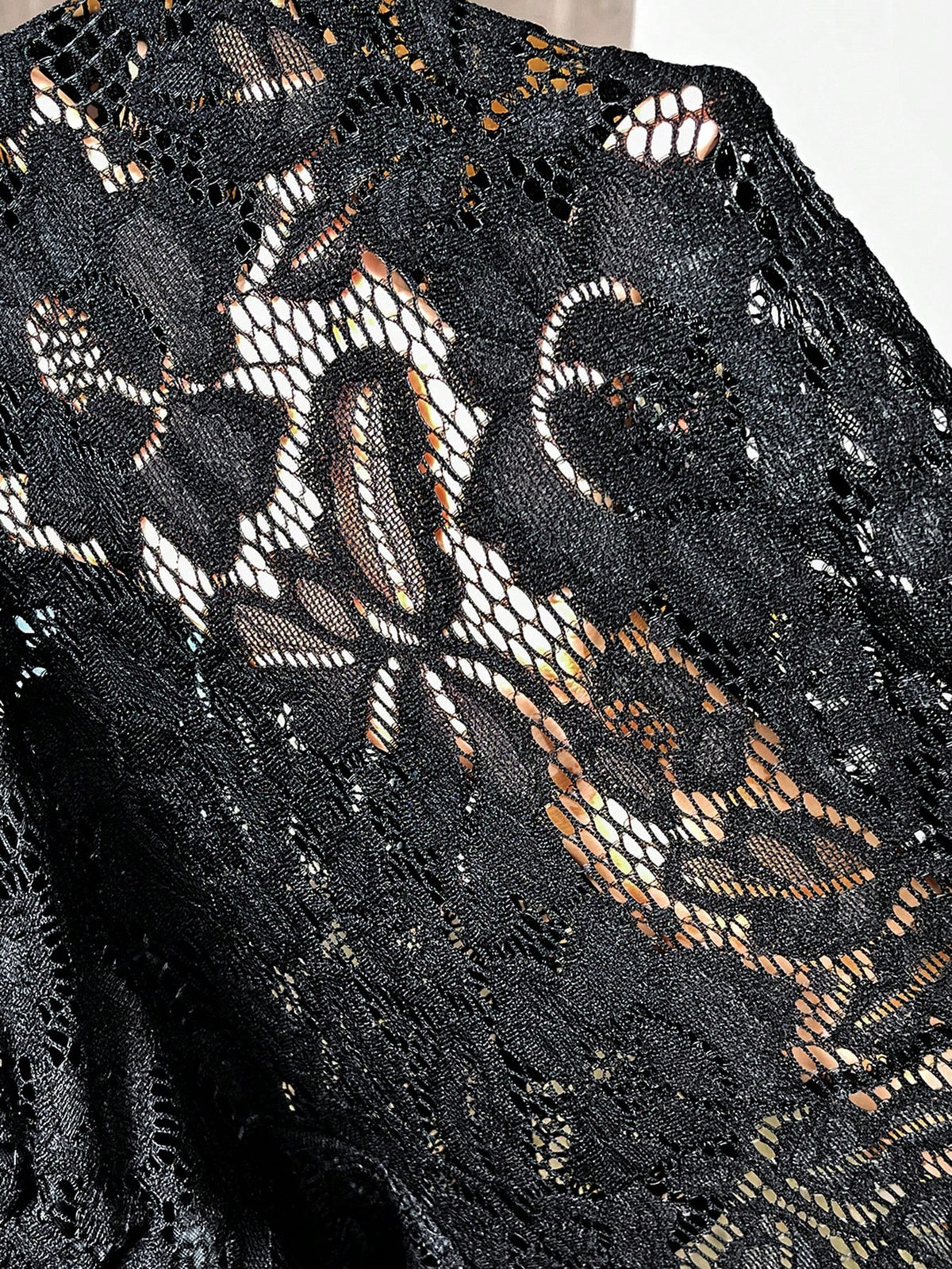 LUNE Plus Size Black Lace Off Shoulder Blouse Fall
