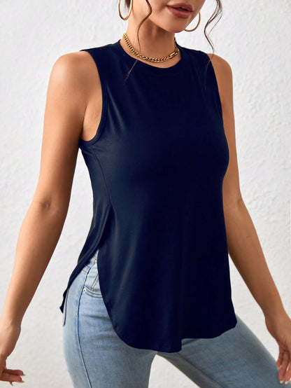 LUNE Solid Curved Hem Tank Top