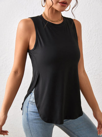 LUNE Solid Curved Hem Tank Top