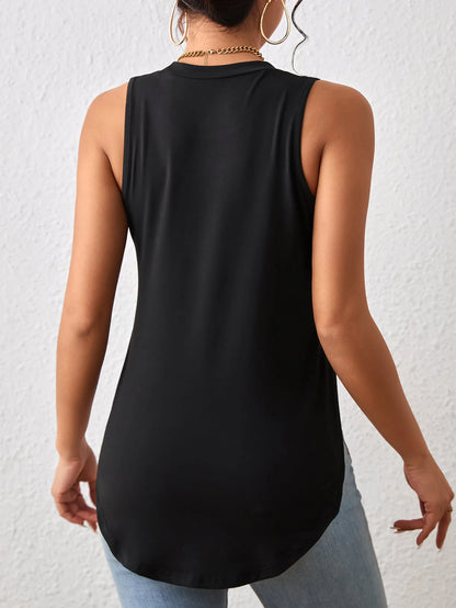 LUNE Solid Curved Hem Tank Top