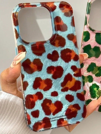 Luxury Leopard Print 4-Color Patchwork Wavy Eagle Beak Tiger Stripe Phone Case, Compatible With 17 Pro Max, 17 Pro, 17 Air, 17, 12, 13, 14, 15, 16 Pro Max, 14 Plus, 15 Plus, 16 Plus, 11, 17, 16, 15, 1