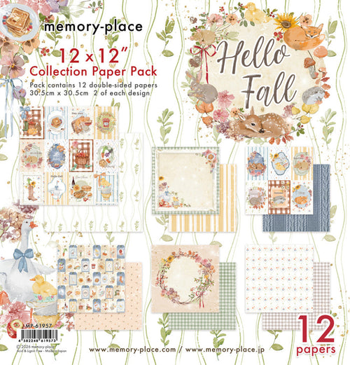 Memory Place -  12X12 Collection Pack - Hello Fall. 12 sheets, 80lbs double sided. Available at Embellish Away located in Bowmanville Ontario Canada.