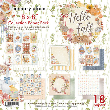 Memory Place -  8X8 Collection Pack - Hello Fall. 18 sheets, 80lbs double sided. Available at Embellish Away located in Bowmanville Ontario Canada.
