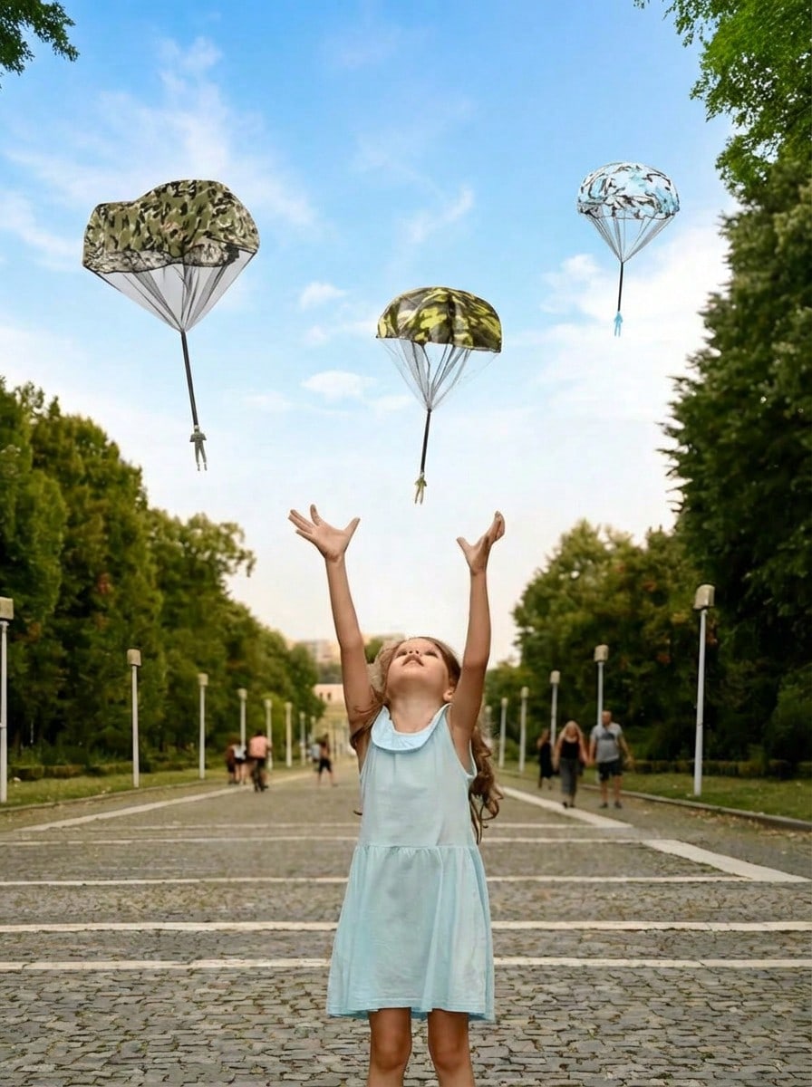 MINKOJA 4pcs Parachute Toys, Hand Throwing Parachute Soldier Jumping Parachute Model Toys, Outdoor Children Parachute People Dolls Toys, Hand Throwing, Military Parachute Toys, Throwing Game Suitable