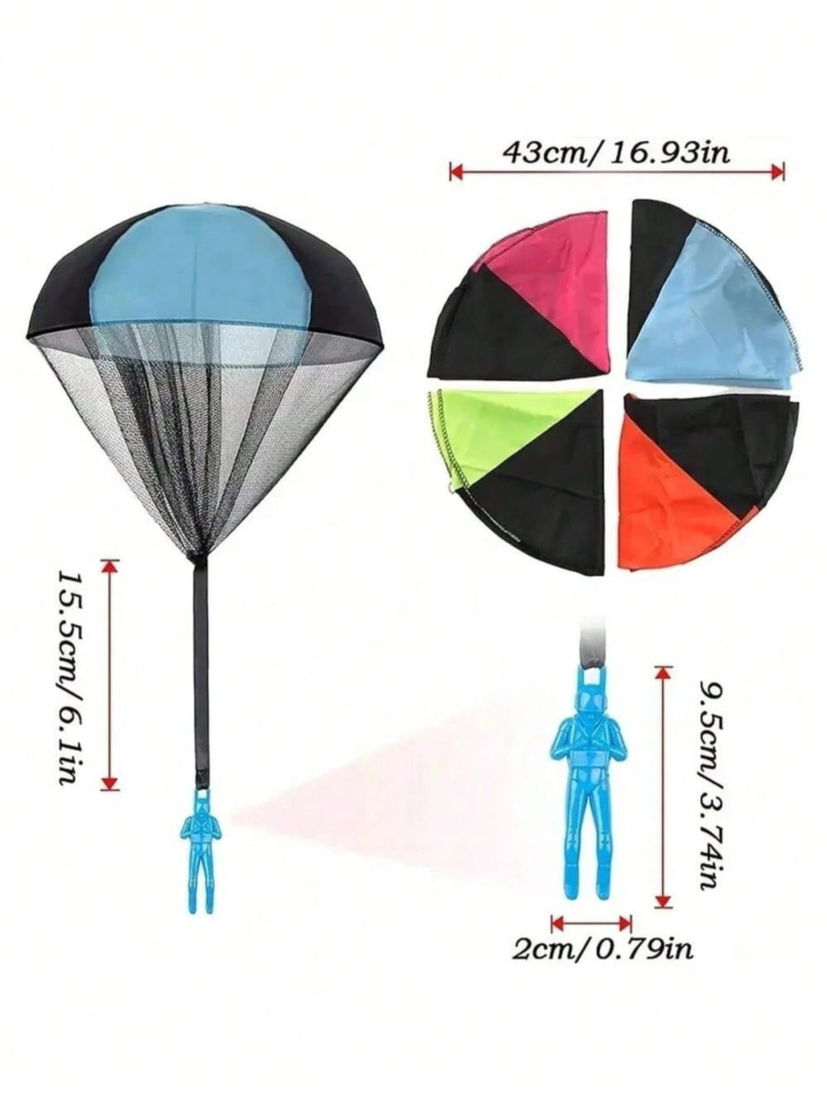 MINKOJA 4pcs Parachute Toys, Hand Throwing Parachute Soldier Jumping Parachute Model Toys, Outdoor Children Parachute People Dolls Toys, Hand Throwing, Military Parachute Toys, Throwing Game Suitable