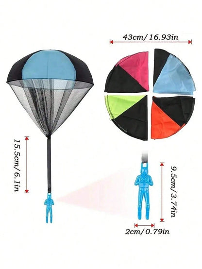 MINKOJA 4pcs Parachute Toys, Hand Throwing Parachute Soldier Jumping Parachute Model Toys, Outdoor Children Parachute People Dolls Toys, Hand Throwing, Military Parachute Toys, Throwing Game Suitable