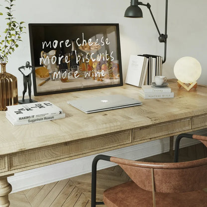 More Cheese Biscuits Wine Quote Print framed home office wall art