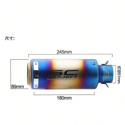 Motorcycle Exhaust Pipe Modification: Cannon-Style Exhaust Pipe, 51mm/60mm Diameter, Non-Destructive Installation And Modification.
