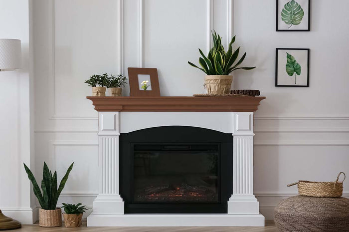 Retique It wood finish kit in Java for fireplace mantel, featuring four large bottles of smooth finish wood stain and sealant.