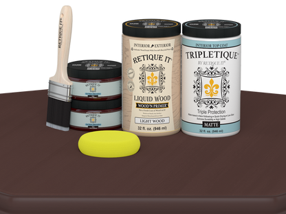 Retique It Multi-purpose Smooth Finish Kit in Java, large interior top coat for wood furniture with matte finish.
