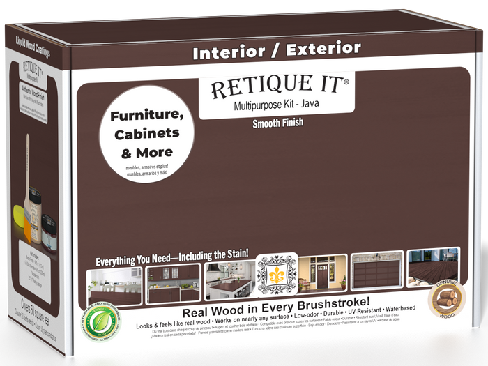 Retique It® Java Multipurpose Kit box for interior and exterior furniture, cabinets, and more, featuring a smooth real wood finish.