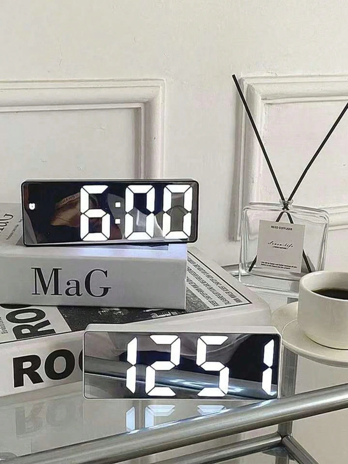 Multicolor LED Mirror Desk Clock, Digital Alarm Clock With Time, Night Light, USB, Temperature, Date Display, Decorative For Home, Office, Bedroom, Dorm Gifts Birthday Graduation Room Decor Digital Cl