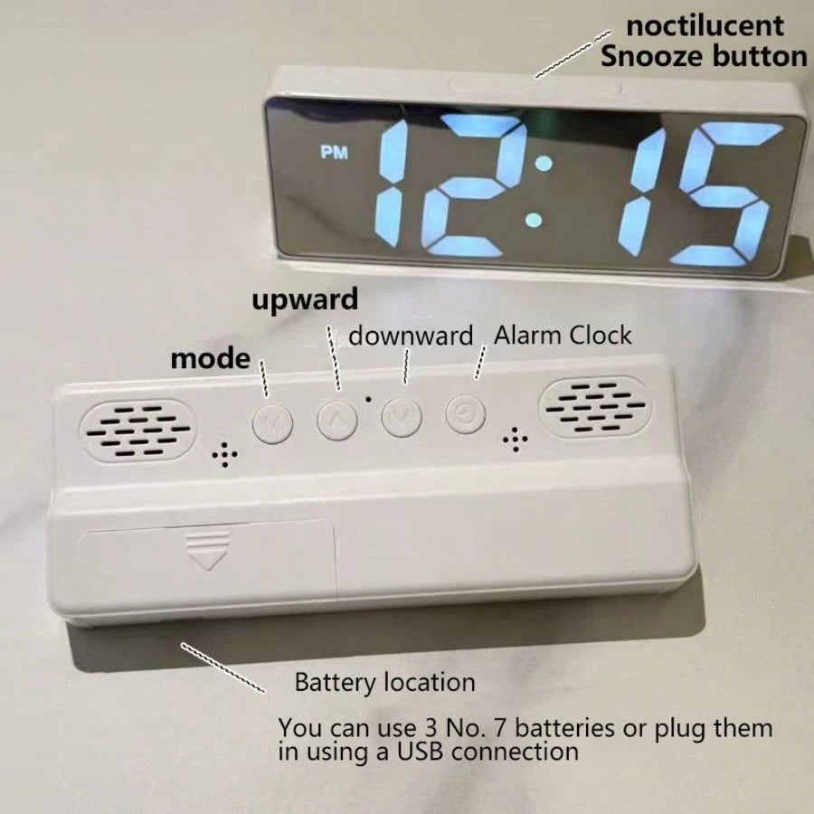 Multicolor LED Mirror Desk Clock, Digital Alarm Clock With Time, Night Light, USB, Temperature, Date Display, Decorative For Home, Office, Bedroom, Dorm Gifts Birthday Graduation Room Decor Digital Cl