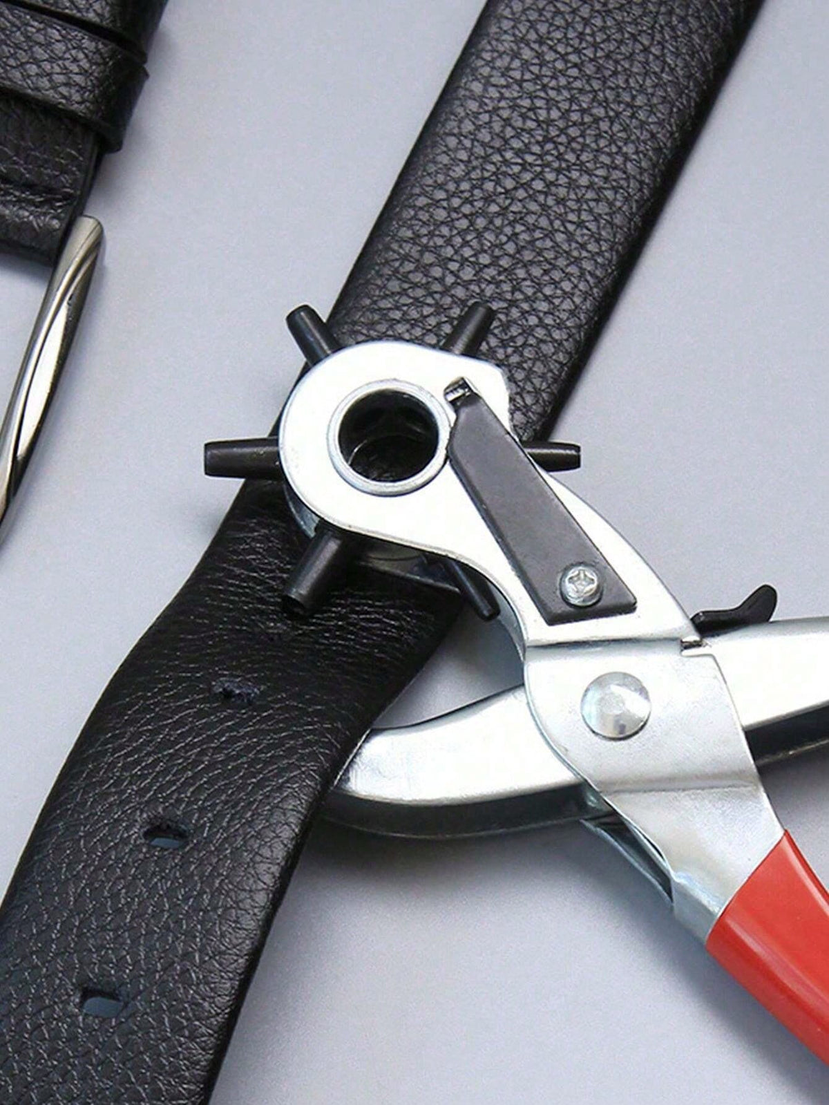 Multifunctional Belt Punch Tool, Universal Handheld Belt Punch Tool, Leather Belt Hole Punch Pliers, 8.5 Inch Heavy Duty Rotating Leather Belt Manual Puncher, Suitable For Watch Straps, Shoulder Strap