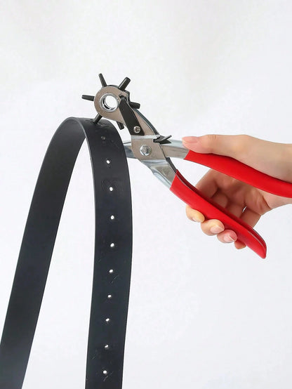 Multifunctional Belt Punch Tool, Universal Handheld Belt Punch Tool, Leather Belt Hole Punch Pliers, 8.5 Inch Heavy Duty Rotating Leather Belt Manual Puncher, Suitable For Watch Straps, Shoulder Strap