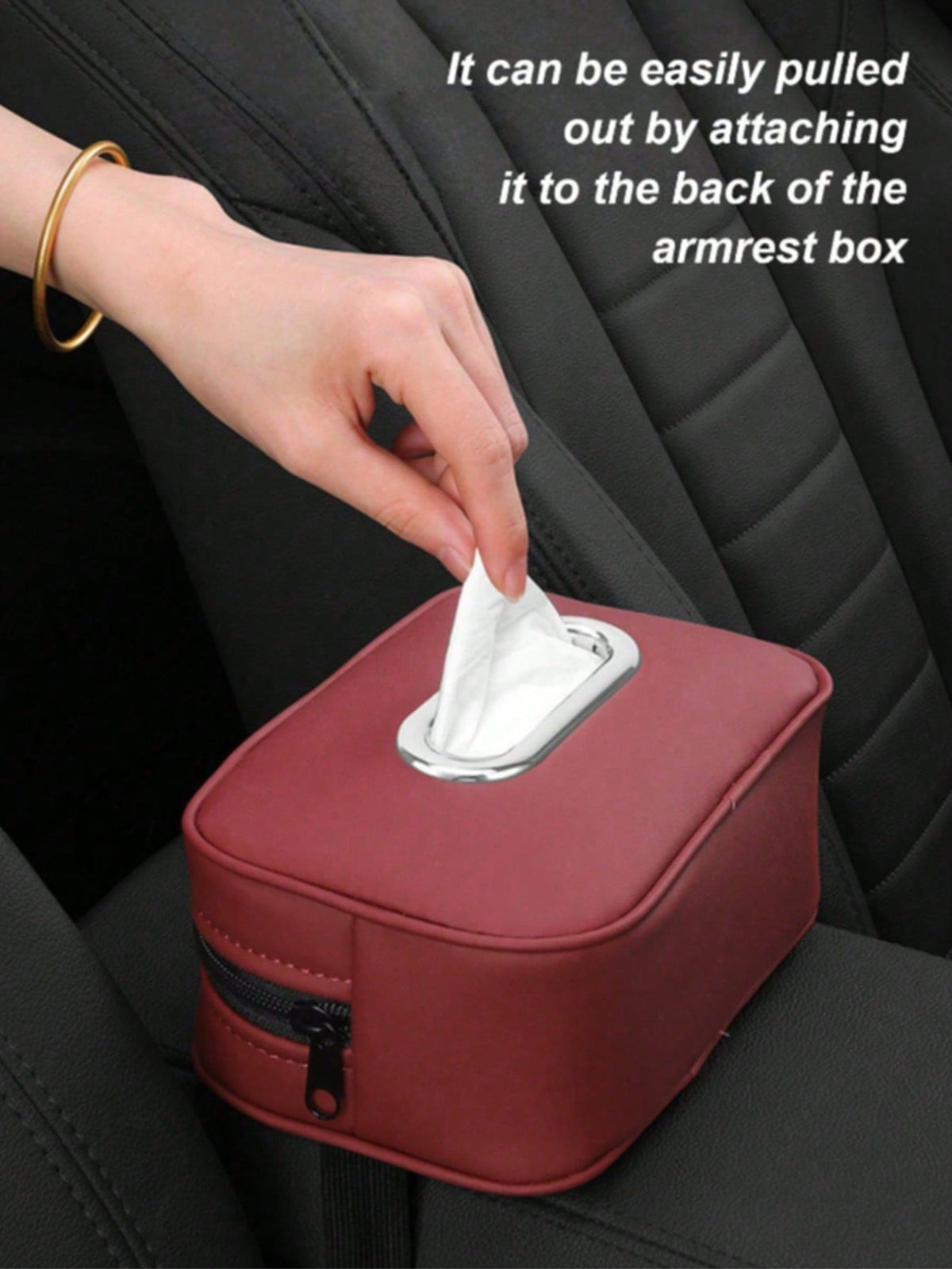 Multifunctional Car Tissue Box, Suitable For Sun Visor, Rear Seat Tissue Dispenser, Hanging Tissue Storage Box. Applicable To Headrest, Armrest And Sun Visor, Combining Aesthetics And Storage Function