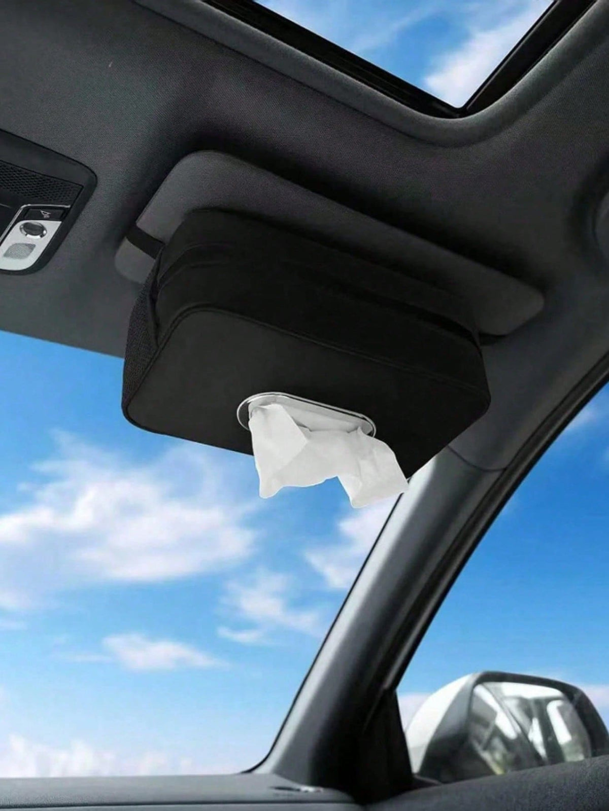 Multifunctional Car Tissue Box, Suitable For Sun Visor, Rear Seat Tissue Dispenser, Hanging Tissue Storage Box. Applicable To Headrest, Armrest And Sun Visor, Combining Aesthetics And Storage Function