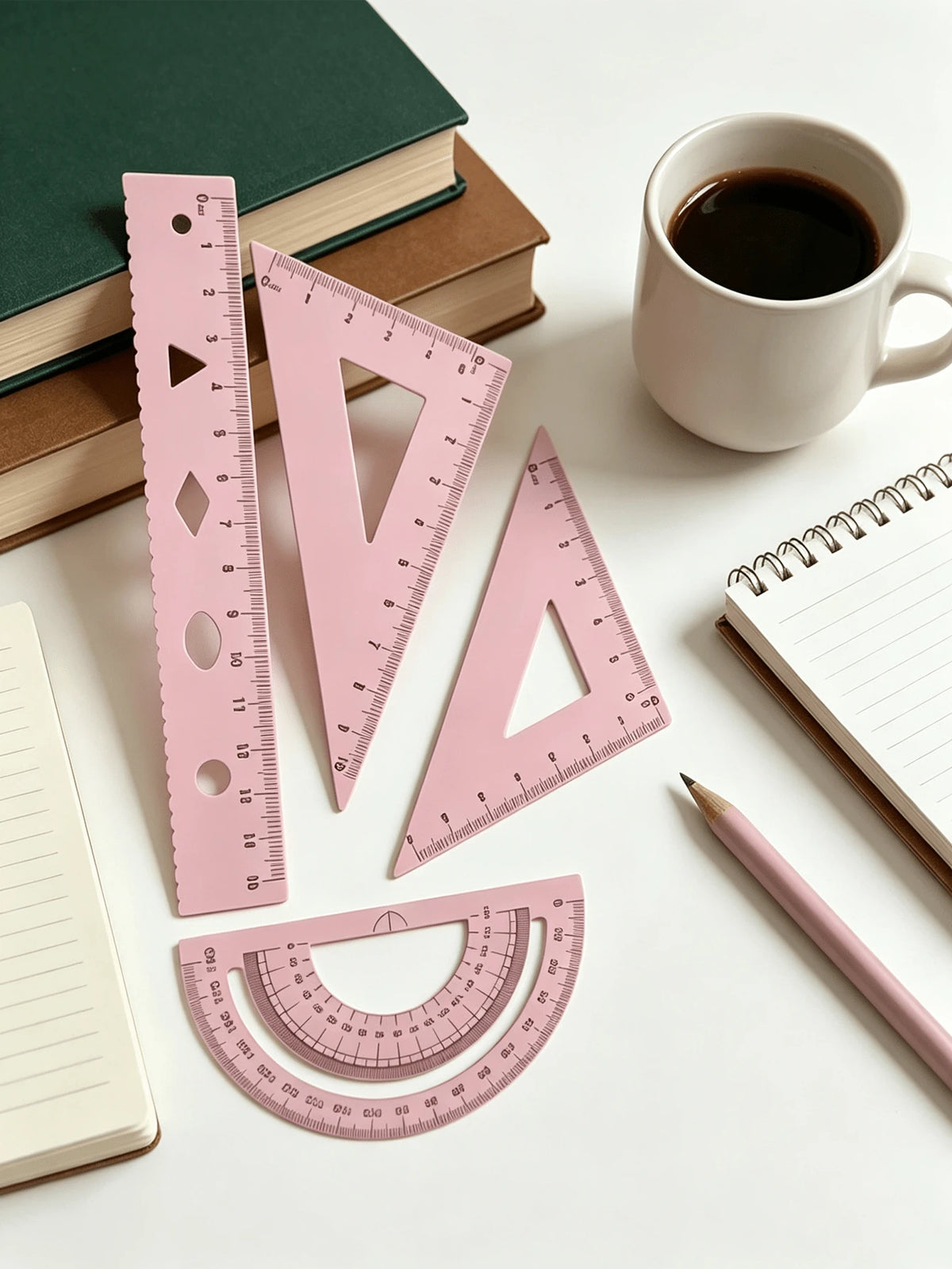 Multifunctional Geometric Ruler Set, Protractor, Triangle Ruler, Straight Ruler, Manual Measurement Drawing Tools With Storage Box, 4 Colors Available: Pink, Mint Green, Light Blue, Taro Purple, For S