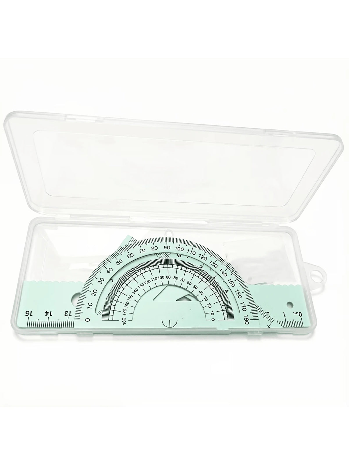 Multifunctional Geometric Ruler Set, Protractor, Triangle Ruler, Straight Ruler, Manual Measurement Drawing Tools With Storage Box, 4 Colors Available: Pink, Mint Green, Light Blue, Taro Purple, For S