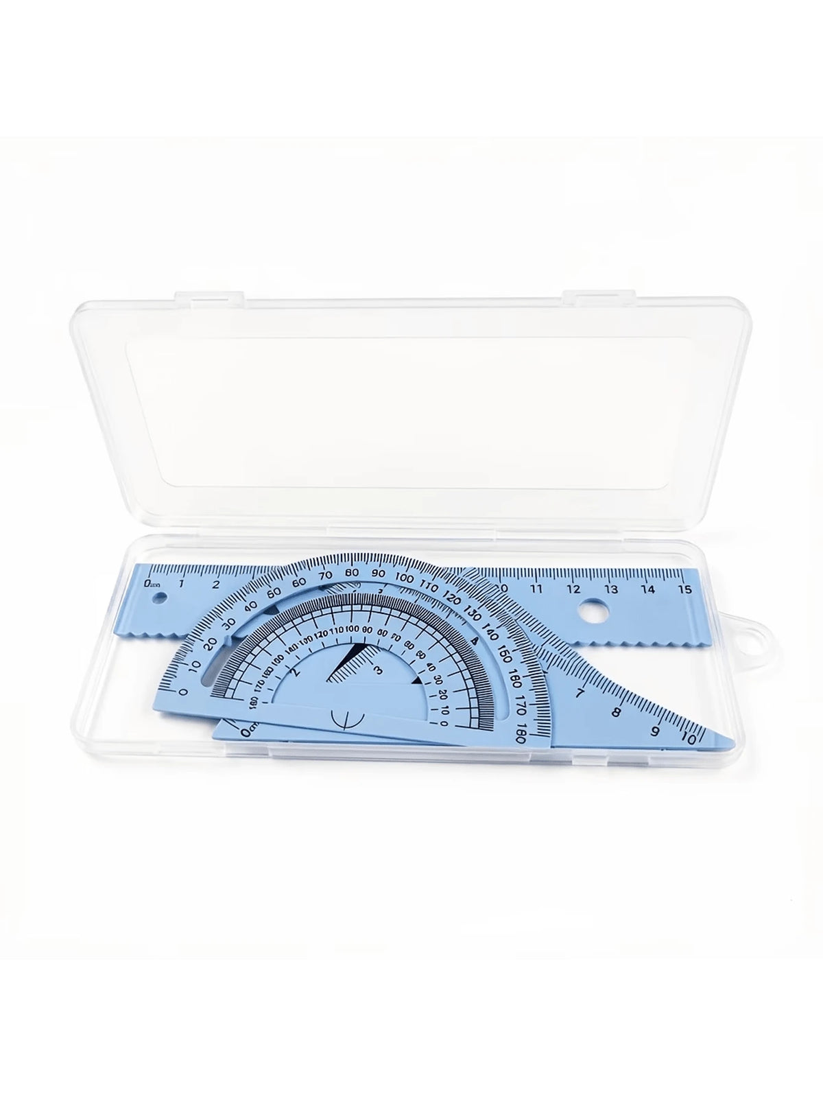Multifunctional Geometric Ruler Set, Protractor, Triangle Ruler, Straight Ruler, Manual Measurement Drawing Tools With Storage Box, 4 Colors Available: Pink, Mint Green, Light Blue, Taro Purple, For S