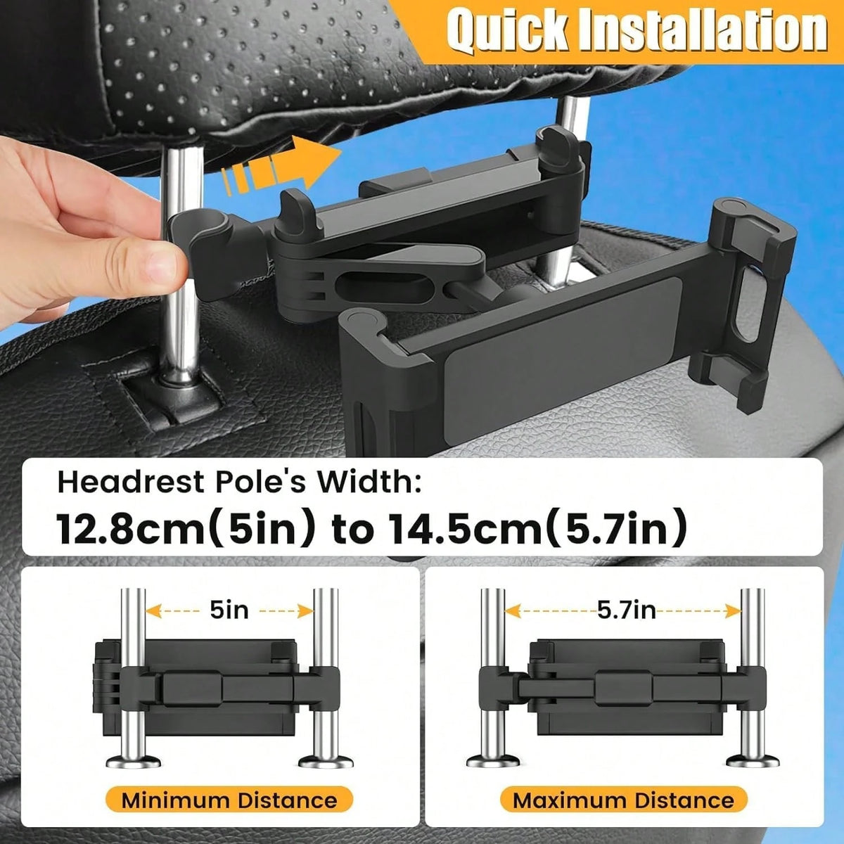 Oaoleer 2PCS Universal 360° Rotating Car Headrest Mount Holder For Tablets & Cell Phones, Adjustable Backseat Headrest Mount Compatible With Pad, Android Tablets, Smartphones, Switch, All 4-11 Inch De