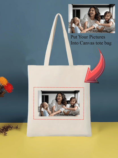 Personalized Custom Canvas Bag, Foldable Tote Bag With Photo Scenery Illustration Print, Large Capacity Lightweight Shoulder Bag For Women, Gift Ideas