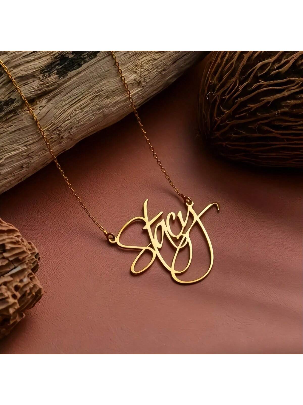 Personalized Custom Name Necklace With Cursive Font Pendant, Minimalist Stainless Steel Initial Necklace For Women, Silver Color DIY Jewelry Gift, Gift For Her