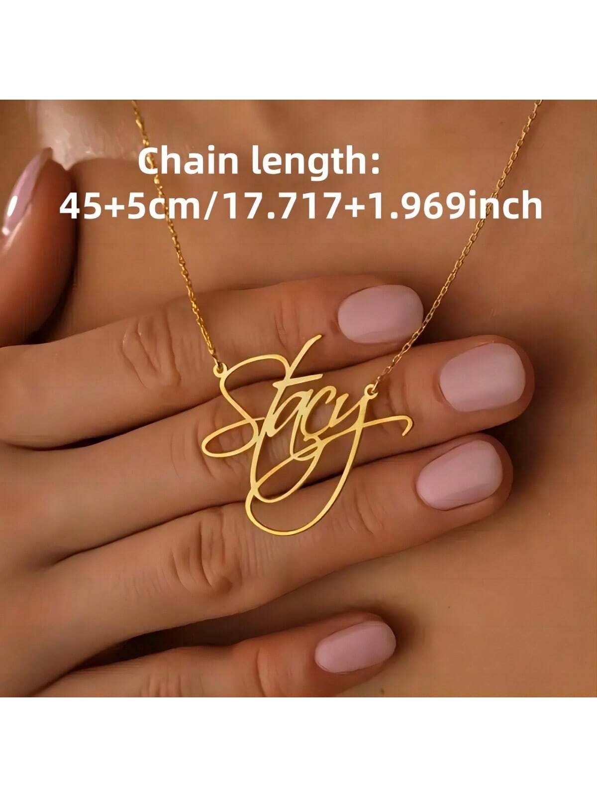 Personalized Custom Name Necklace With Cursive Font Pendant, Minimalist Stainless Steel Initial Necklace For Women, Silver Color DIY Jewelry Gift, Gift For Her