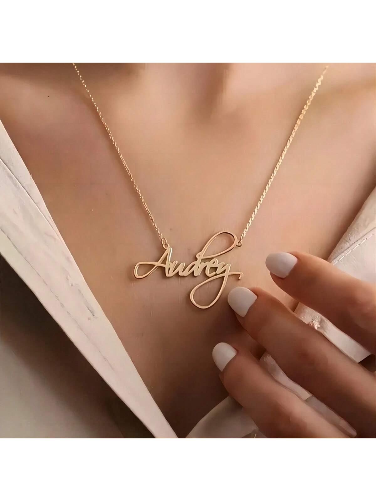 Personalized Custom Name Necklace With Cursive Font Pendant, Minimalist Stainless Steel Initial Necklace For Women, Silver Color DIY Jewelry Gift, Gift For Her