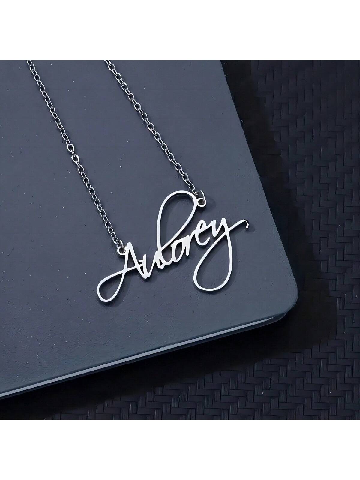 Personalized Custom Name Necklace With Cursive Font Pendant, Minimalist Stainless Steel Initial Necklace For Women, Silver Color DIY Jewelry Gift, Gift For Her