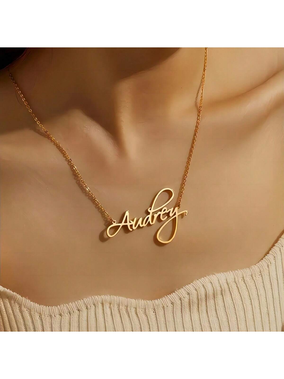 Personalized Custom Name Necklace With Cursive Font Pendant, Minimalist Stainless Steel Initial Necklace For Women, Silver Color DIY Jewelry Gift, Gift For Her