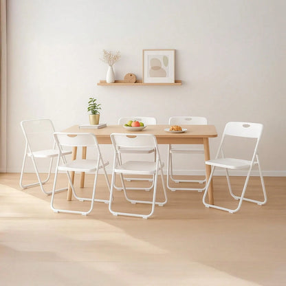 Plastic Folding Chairs 6 Pack, Lightweight Foldable Chair With 350lbs Capacity, Metal Frame Easy To Fold & Store, Commercial Chairs For Parties Events Wedding Office Dinning,White
