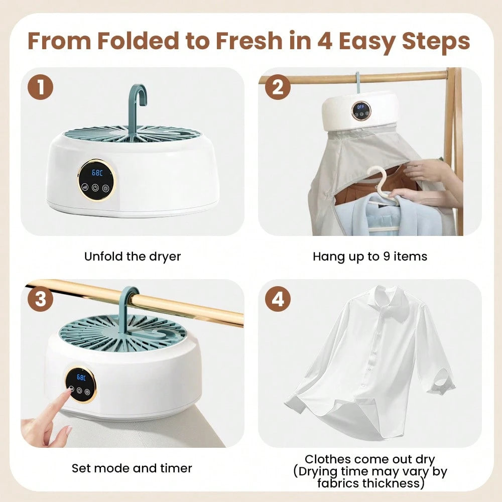 Portable Clothes Dryer, Mini Dryers For Laundry, Small Foldable Electric Compact Drying Machine For Travel,RV, Home And Apartment