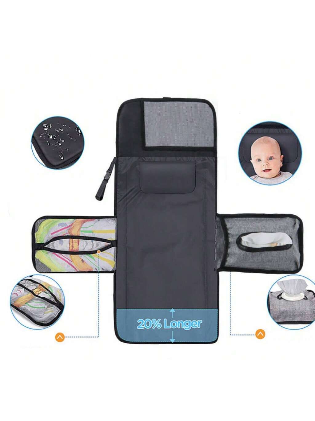 Portable Diaper Changing Mat Pad For Babies, Detachable Travel Diaper Changing Pad With Wipes Pocket, Gift For Baby Shower, Newborn Girls And Boys