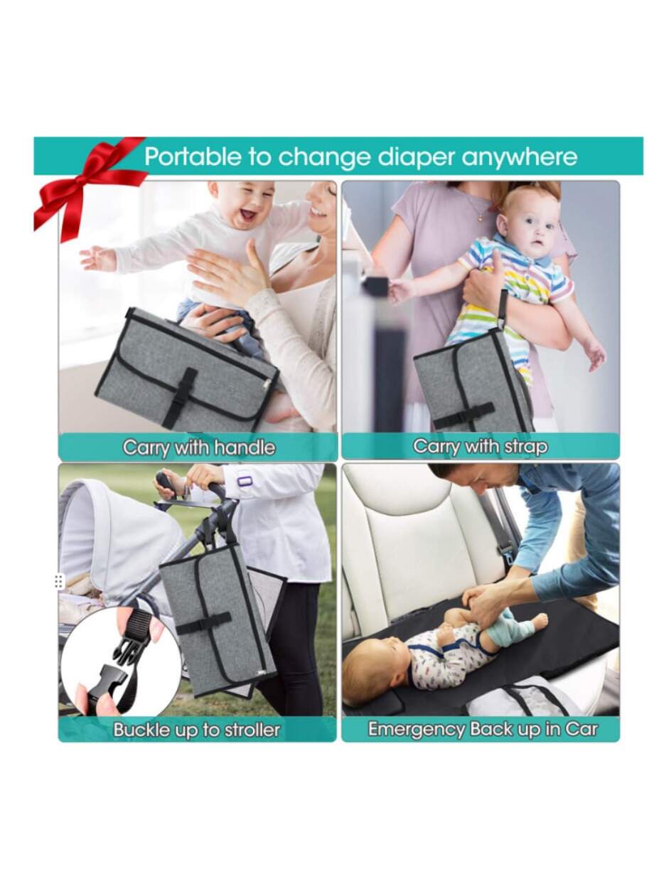 Portable Diaper Changing Mat Pad For Babies, Detachable Travel Diaper Changing Pad With Wipes Pocket, Gift For Baby Shower, Newborn Girls And Boys