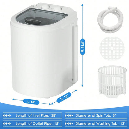 Portable Washing Machine, 5.5 Lbs Capacity, Compact Laundry Washer With Spin Tub & Drain Hose