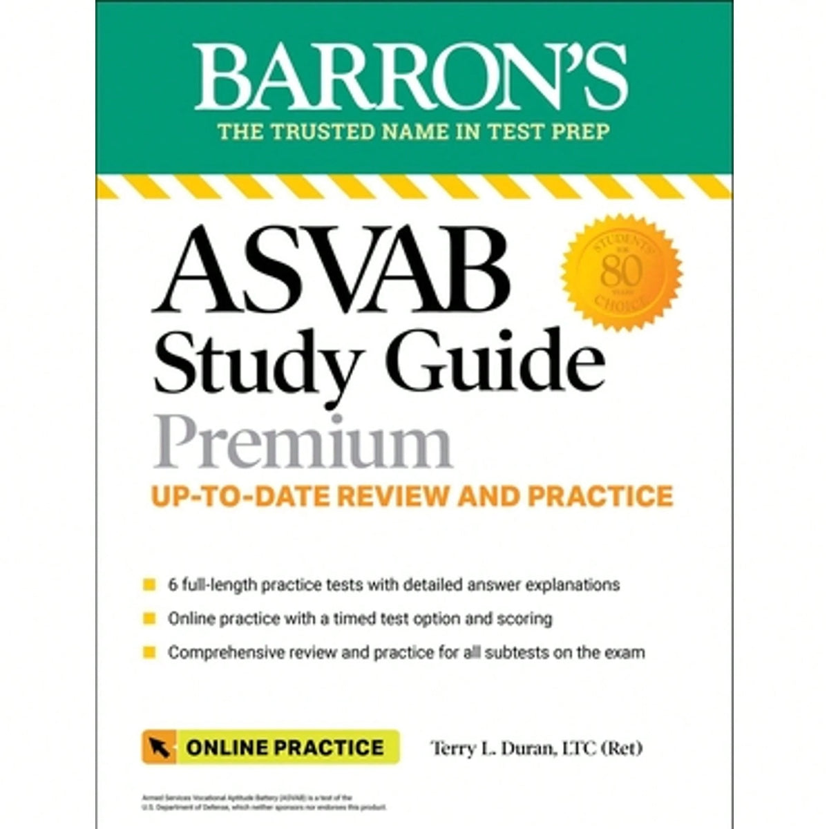 Pre-Owned ASVAB Study Guide Premium: 6 Practice Tests + Comprehensive Review + Online Practice (Paperback) By Terry L Duran