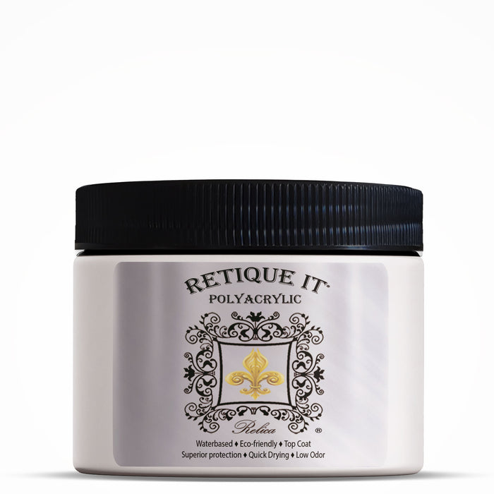 Retique It Polyacrylic protective coating and sealant in a square container, showing a smooth, clear liquid surface.