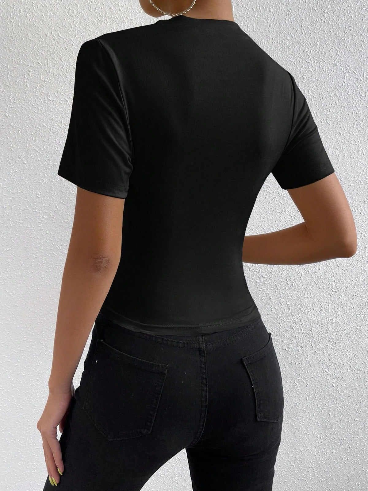 RosyDaze Ruched Mock Neck Tee