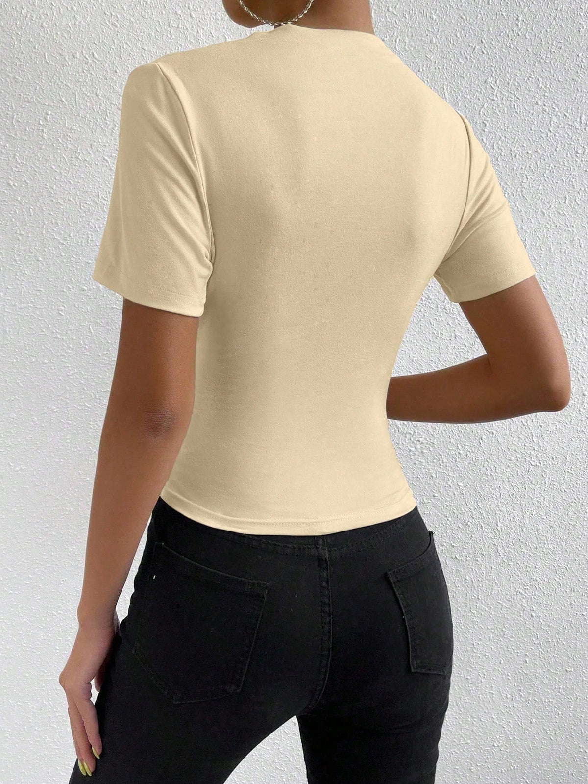 RosyDaze Ruched Mock Neck Tee