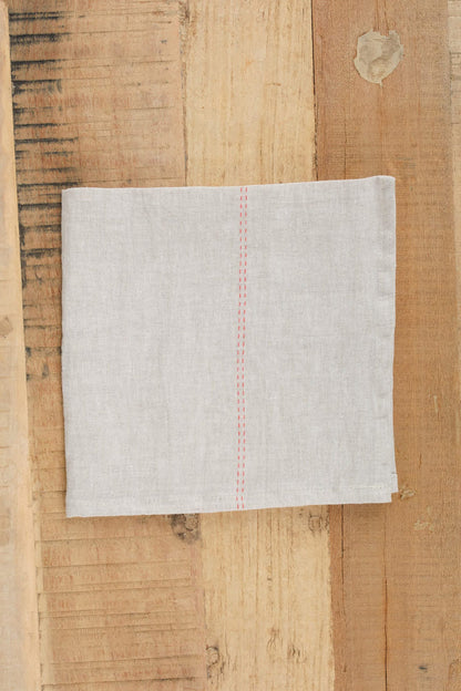 Charvet Editions Home Kitchen Napkins Rythmo Napkin Lin/Rouge / 18" X 18"