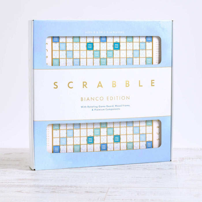 Scrabble Bianco Edition packaging on a white background