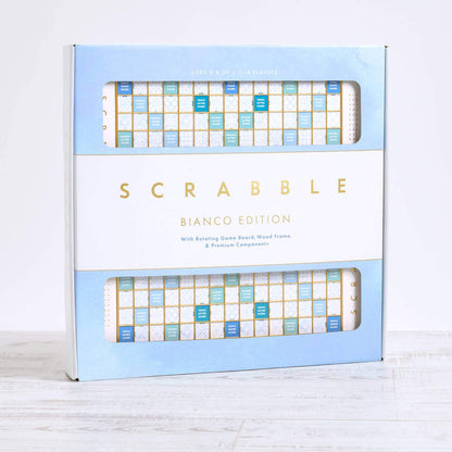 Scrabble Bianco Edition packaging on a white background